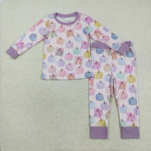 Petite fille Boutique rose vif imprimer automne tenues enfants en gros fille à manches longues chambre pyjamas ensemble de vêtements - Product Image 6