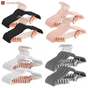 Lavinia <span class=keywords><strong>negozi</strong></span> di abbigliamento per la casa moderni grucce floccate grucce ultrasottili di alta qualità appendiabiti multifunzione in velluto - Product Image 3