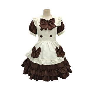 Yi Xiaoyi Anime Lolita Maid Dress Women Adult Black <b>White</b> Bowknot <b>Frill</b> <b>Skirt</b> Costume Cosplay Outfit - Product Image 2