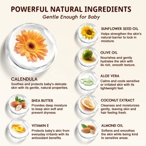 Shampooing et gel douche pour bébé bio, nourrissant et hydratant, sans sulfate, à base de calendula et de vitamine E, marque privée du fabricant - Product Image 3
