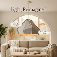Lampe suspendue rectangulaire en feutre PET gris de style européen moderne, lumière LED blanc chaud, hauteur réglable, protection des yeux, CRI 90, garantie 5 ans