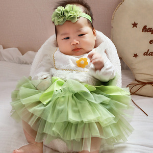Vêtements de créateur pour enfants, ensemble jupe <span class=keywords><strong>tutu</strong></span> pour bébé fille, jupe en tulle de princesse pour nouveau-né avec bandeau assorti pour fête - Product Image 5