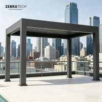 Pergola moderne en aluminium imperméable avec toit à lames motorisées et télécommande pour balcon, jardin, terrasse