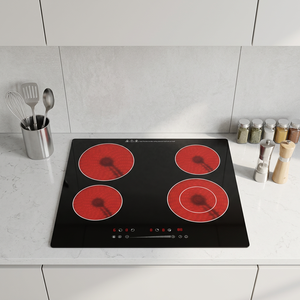 Table de cuisson encastrable électrique LONGSTAR 4 brûleurs en céramique, usage commercial, 7000W, commande tactile par capteur, protection contre la surchauffe, classe énergétique - Product Image 1