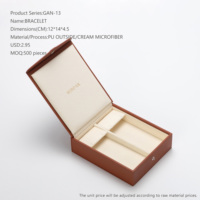 Boîte organisatrice de bijoux en cuir PU marron, multi-compartiments, logo personnalisé pour bagues, boucles d'oreilles, montres