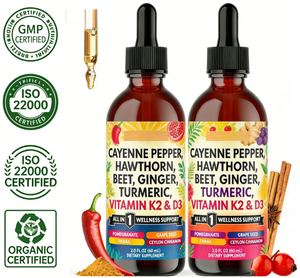 Gouttes buvables d'églantier et de curcuma avec vitamines D3 et K2, racine de betterave et cannelle de Ceylan - Complément naturel pour adultes - Product Image 3