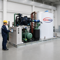 Machine à glaçons en flocons en acier inoxydable CRYOMAX, grande capacité industrielle, refroidie par eau de mer et air, modèle KKDF pour