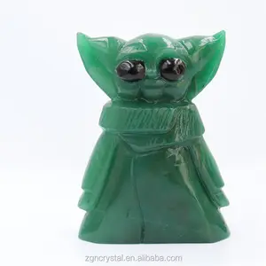 All'ingrosso di cristallo di avventurina verde naturale di dimensioni personalizzate intagliate a mano <span class=keywords><strong>Baby</strong></span> <span class=keywords><strong>Yoda</strong></span> per ornamenti di natale - Product Image 1