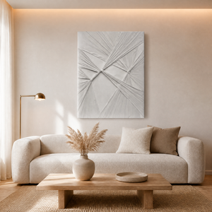 Arte de Pared Texturizado <span class=keywords><strong>en</strong></span> <span class=keywords><strong>Tela</strong></span> Blanca, Cinta Geométrica Tejida Pintada a Mano, Decoración <span class=keywords><strong>en</strong></span> <span class=keywords><strong>Relieve</strong></span> <span class=keywords><strong>3D</strong></span>, <span class=keywords><strong>Pintura</strong></span> con Efecto <span class=keywords><strong>3D</strong></span> Intrincado - Product Image 1