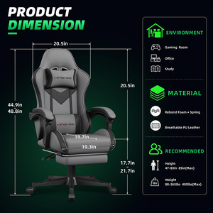 Fauteuil <span class=keywords><strong>de</strong></span> jeu gris en tissu Anji, pivotant, massant, <span class=keywords><strong>pour</strong></span> bureau et maison, avec <span class=keywords><strong>tapis</strong></span> <span class=keywords><strong>de</strong></span> <span class=keywords><strong>sol</strong></span> <span class=keywords><strong>de</strong></span> jeu <span class=keywords><strong>pour</strong></span> hommes - Vente en gros - Product Image 2