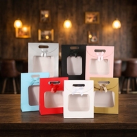 Sac de shopping de luxe écologique en papier kraft avec fenêtre, poignée en ruban, pour boutique, personnalisable avec logo, idéal pour emballage cadeau