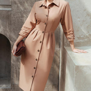 Fornitore di <span class=keywords><strong>abbigliamento</strong></span> personalizzato 2024 signore elegante vintage cotone <span class=keywords><strong>donna</strong></span> abito camicia midi - Product Image 3