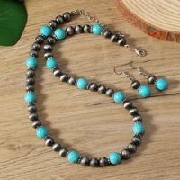 Bijoux en perles de Navajo en gros pour elle, accessoires de mode occidentaux, collier en perles de Navajo turquoise, ensemble de bijoux avec boucles d'oreilles