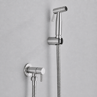 Pistolet de pulvérisation professionnel en acier inoxydable SUS304 brossé nickelé avec kit de rangement mural pour salle de bain moderne et usage hôtelier