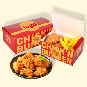 Boîtes de nourriture à emporter biodégradables frites poulet frit pépites carton papier emballage alimentaire boîte à hamburger - Product Image 4