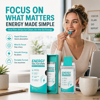 Complément alimentaire en bandes orales dissolvables à marque privée, enrichi en vitamine B12 et électrolytes, pour éviter les frisottis et la fatigue post-usage.