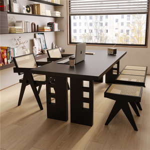 <span class=keywords><strong>Escritorio</strong></span> Moderno de Madera Maciza para Hogar u Oficina, <span class=keywords><strong>Escritorio</strong></span> Negro para Sala de Estar, Trabajo, Computadora, Lectura, Estudio, Caligrafía - Product Image 1