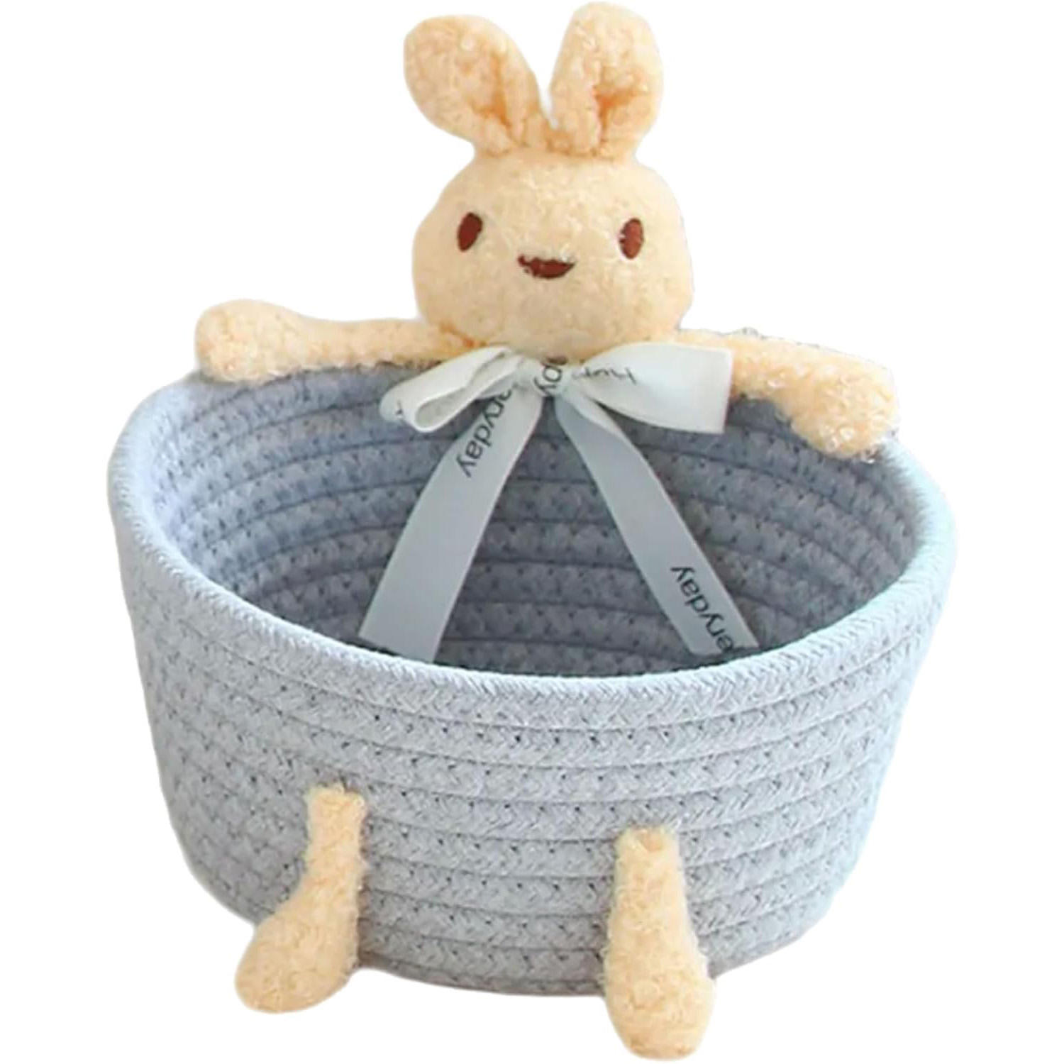 ตะกร้าเก็บของรูปทรงกระต่ายสีขาวน้ำนม