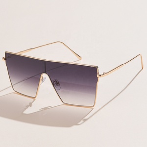 メタルスクエアサングラス女性用ワンピースビッグ2025ラグジュアリーブランド大型フレームサングラス男性用レトログラデーション眼鏡 - Product Image 3