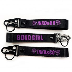 Eagle Hook Nylon Wristlet Lanyard Custom Logo Wrist Short Strap Carabiner Woven Keychain - Product Image 1