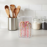 Boîtes à bonbons carrées en acrylique - Ensemble de 3 présentoirs transparents polis pour fêtes, Noël, publicité et vente au détail
