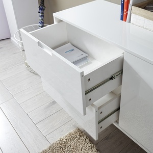 Cómoda Infantil de Madera Maciza en Blanco Puro, Cómoda de Terciopelo con 2 Cajones, Cómoda para <span class=keywords><strong>Ropa</strong></span>, Armario para Dormitorio o Baño - Product Image 5