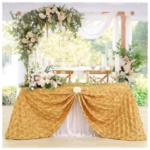 Nappe de Table en or au Design de fleurs de luxe moderne, vêtements de Table utiles pour mariages, banquets, fêtes, événements