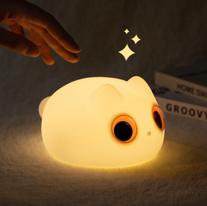 Cartoon Cute Simple PatCat Night <b>Light</b> Soft Silicone USB Rechargeable Baby Nursing kids bedroom <b>sleep</b> lamp with timer - Product Image 1