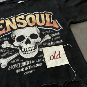 T-shirt Crop Personalizzata DTG con Stampa Effetto Acido, Streetwear Primaverile Anti-Piega Oversize Pesante Distressed 260GSM Girocollo - Product Image 2