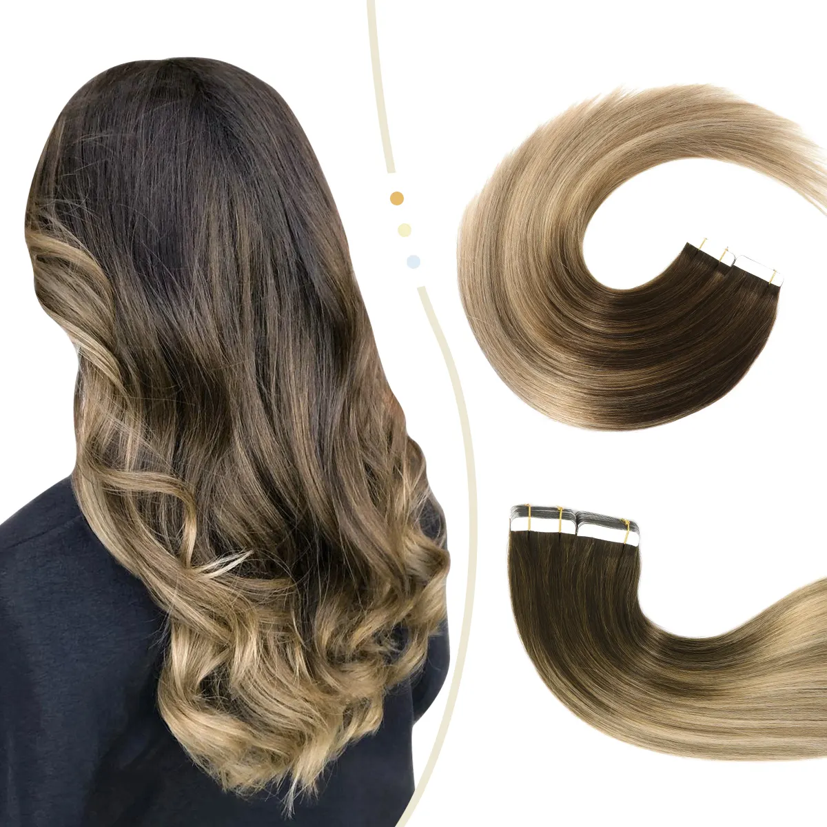 卸売二重描画40ピースブラジル髪14インチカラー #2 6 18ヘアエクステンション人間の髪のレミーテープ