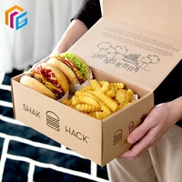 Emballage en carton de qualité alimentaire pour plats à emporter, flexographie, boîte à hamburger pour restaurant, emballage alimentaire pour frites et bento