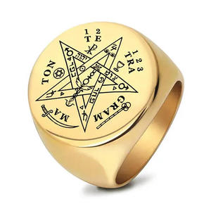 Anelli Vichinghi Wahyeh, Amuleto Magico Benedetto con Pentagramma di <span class=keywords><strong>Salomone</strong></span>, <span class=keywords><strong>Anello</strong></span> Punk in Acciaio Inossidabile - Product Image 1