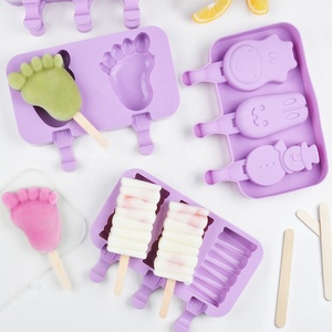Silikovove cartoon <b>silicone</b> cream mold, multi-shaped ice popsicle making <b>tool</b>, with lid and stick - Product Image 1