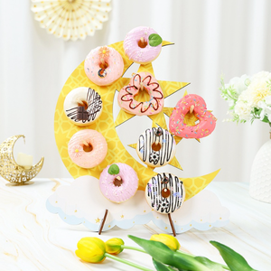 DAMAI - Soporte de Madera para Exhibición de Postres con Forma de Estrella y Luna para Eid Mubarak, con Base para Decoración de Fiestas y Festivales - Product Image 2