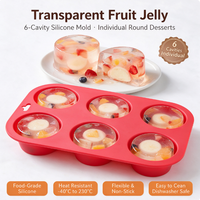 Fruitgelei Portiebakje Voedselveilige siliconen 6 ronde holtes voor heldere gelatinedesserts Café en groothandel
