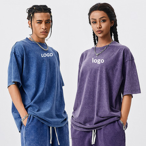 LOGO personnalisé é<span class=keywords><strong>t</strong></span>é jeunesse hommes et femmes <span class=keywords><strong>T</strong></span>-<span class=keywords><strong>shirt</strong></span> 250G poids lourd rétro lavage 100% coton <span class=keywords><strong>Couple</strong></span> <span class=keywords><strong>T</strong></span>-<span class=keywords><strong>shirt</strong></span> à manches courtes - Product Image 1