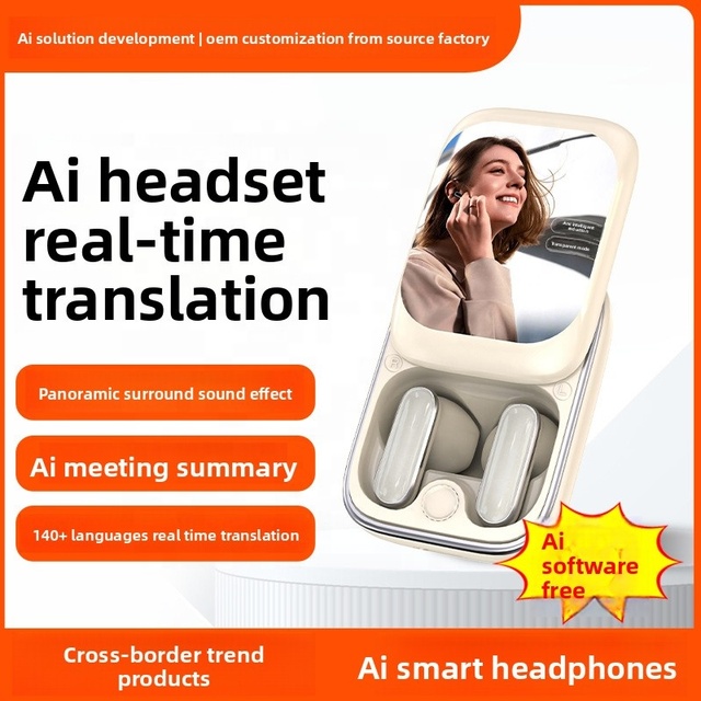 AI Simultaneous Translation for Earbuds Multilingual Recording Transcription Touch-screen Operation In-ear Design
