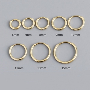 Orecchini a Cerchio Classici in Argento Sterling 925 Placcato Oro 18k, Forma Rotonda 6-15mm, Gioielli all'Ingrosso per Europa e America - Product Image 1