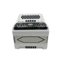 Accordéon Diatonique Professionnel SEASOUND OEM JB3412D 34 Boutons 12 Basses 5 Registres Blanc Brillant Noir Grille Argentée