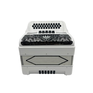 Acordeón Diatónico Profesional SEASOUND OEM JB3412D, 34 Botones, 12 Bajos, 5 Registros, Color Blanco Brillante con Parrilla Plateada y Negra - Product Image 3