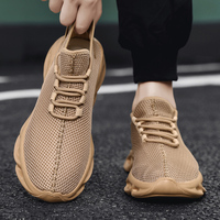 Baskets de course sportives pour hommes à lacets, respirantes et confortables, légères, avec empeigne en maille épaisse, semelle massante douce, tendance mode printemps-été