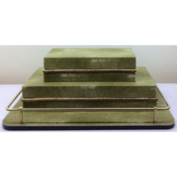 Table basse décorative en miroir de qualité hôtel A-239 ensemble de plateaux de service en argent comprend un espace de stockage de plateau de valet de café-Vente en gros