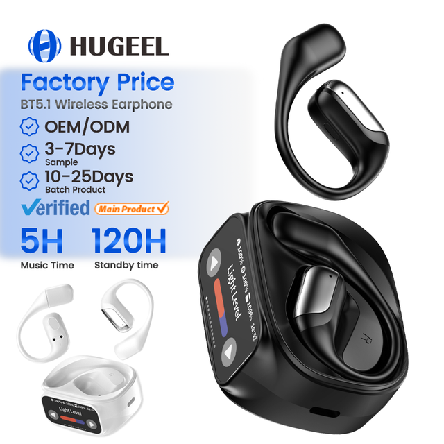 2025 New Promotion Gifts OWS Earhook Earbuds with Digital Display 2 Silicon MIC Wireless Power Bank Gaming Ear Pod Headphones
