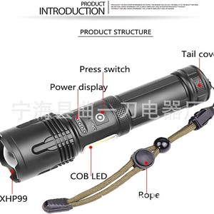 Lampe de poche LED XHP99 COB, Rechargeable par USB, Zoom, lumière rouge, randonnée, Camping, torche d'extérieur, batterie 2500mAh incluse - Product Image 1