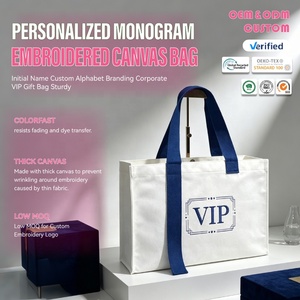 Borsa in tela personalizzata <span class=keywords><strong>con</strong></span> monogramma ricamato, <span class=keywords><strong>iniziali</strong></span> e nome, personalizzazione <span class=keywords><strong>con</strong></span> alfabeto, regalo aziendale VIP, robusta - Product Image 1