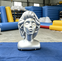 Sculpture géante gonflable personnalisée en forme de tête de femme dorée, en tissu Oxford durable, installation artistique pour exposition d'art et décoration d'événements
