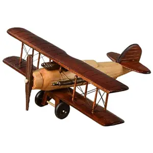 vintage retro handcrafted wood airplane plane aircraft plane air craft glider sculpture model home desktop coffee decoration
