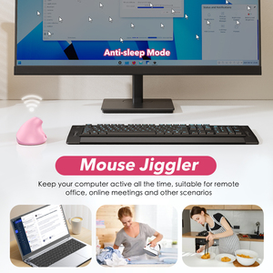 Pink <b>Wireless</b> left hand Vertical <b>Mouse</b> Rechargeable 2.4GHz Optical <b>Mouse</b> with sleep prevention function <b>for</b> <b>Laptop</b> Desktop - Product Image 6