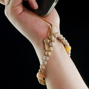 Bodhi Seed Charm Phone <b>Chain</b> Lucky Cat Style Hand Polished Natural Women's Wrist Anti Loss <b>Rope</b> Jewelry - Product Image 4