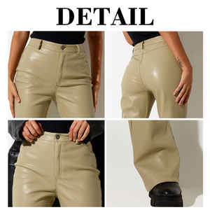 Femmes mignon Faux <span class=keywords><strong>cuir</strong></span> Denim pantalon taille haute droite brodé <span class=keywords><strong>jean</strong></span> évasé personnalisé <span class=keywords><strong>en</strong></span> gros doux femmes jeans - Product Image 3